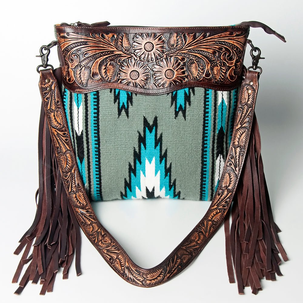 American Darling Hand-Tooled Saddle Blanket Leather Crossbody Bag