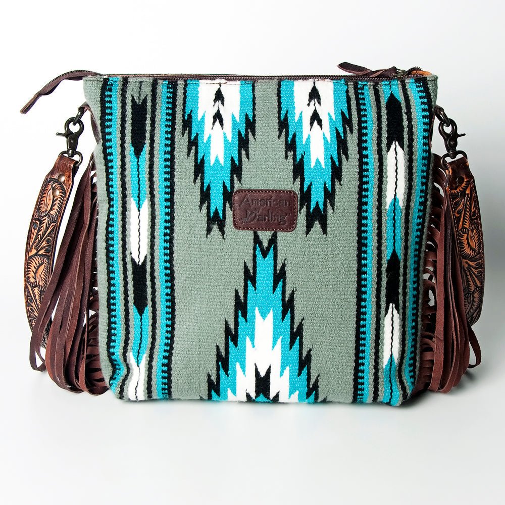 American Darling Hand-Tooled Saddle Blanket Leather Crossbody Bag