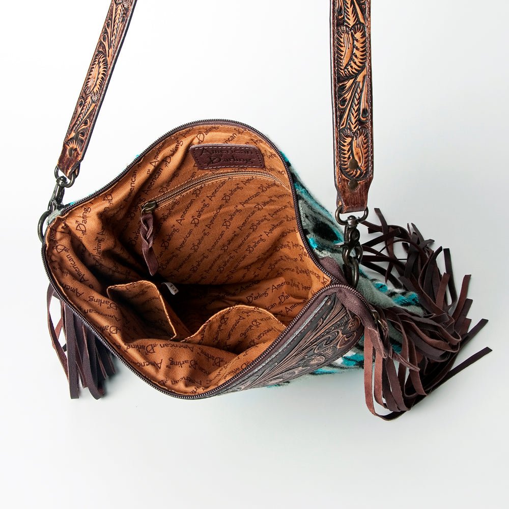 American Darling Hand-Tooled Saddle Blanket Leather Crossbody Bag