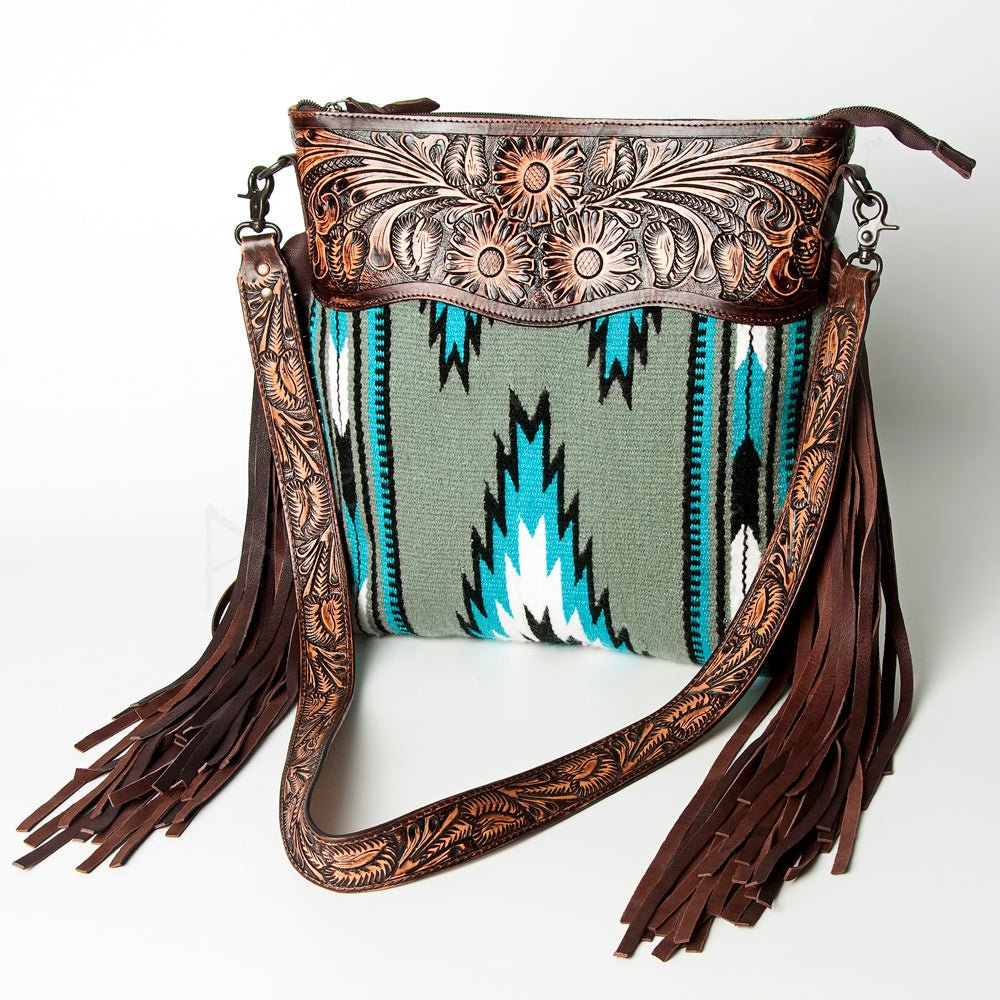 American Darling Hand-Tooled Saddle Blanket Leather Crossbody Bag