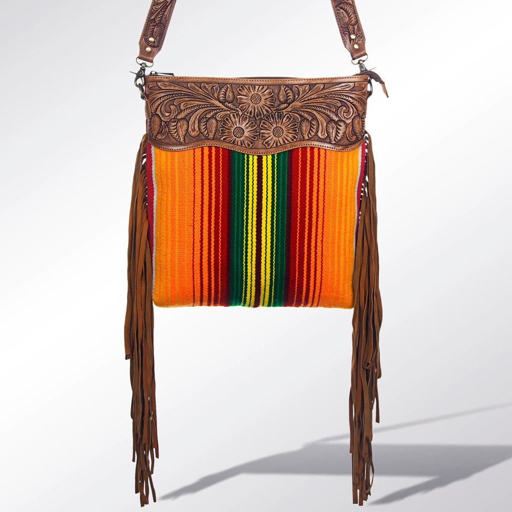 American Darling Hand-Tooled Saddle Blanket Leather Crossbody Bag