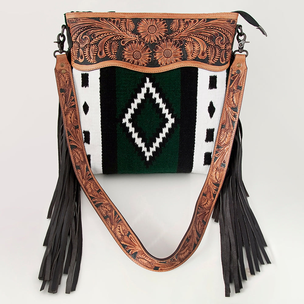 American Darling Hand-Tooled Saddle Blanket Leather Crossbody Bag