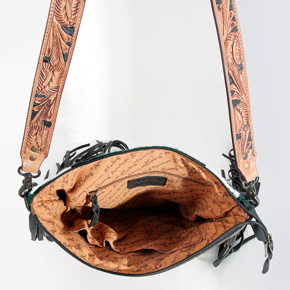American Darling Hand-Tooled Saddle Blanket Leather Crossbody Bag