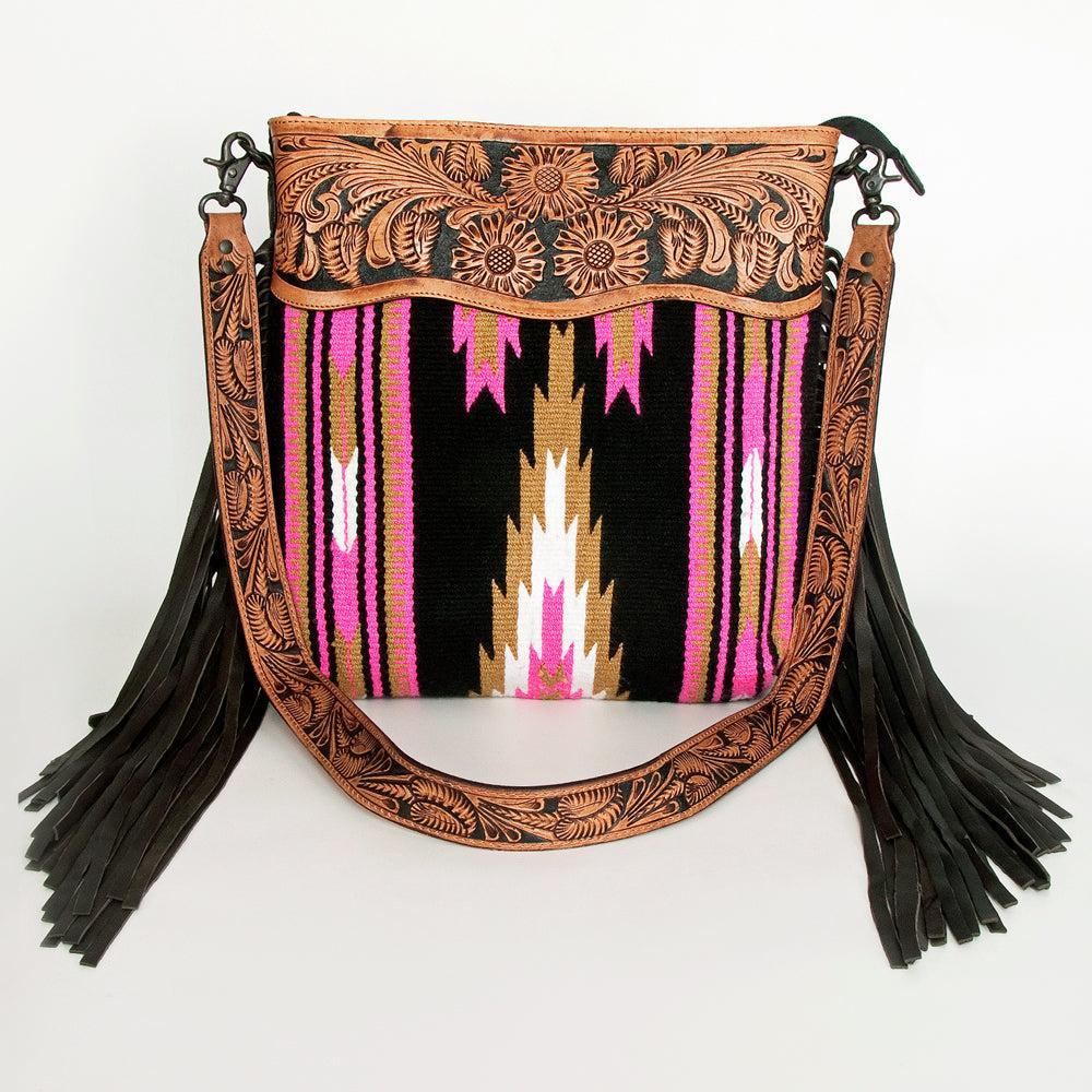 American Darling Hand-Tooled Saddle Blanket Leather Crossbody Bag