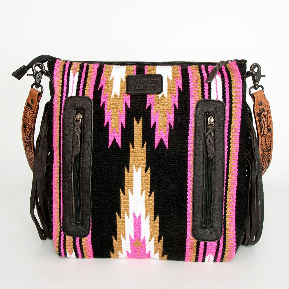 American Darling Hand-Tooled Saddle Blanket Leather Crossbody Bag