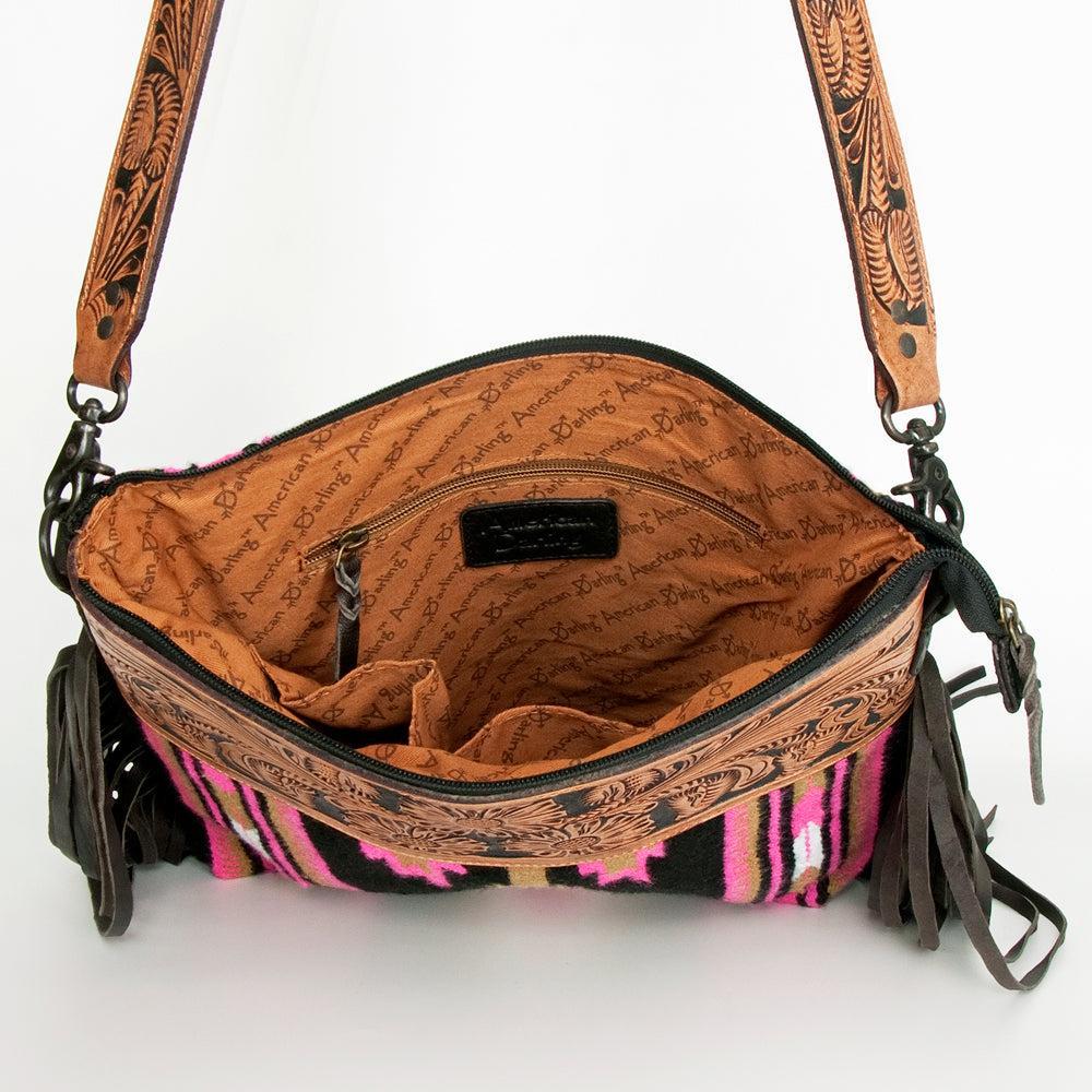 American Darling Hand-Tooled Saddle Blanket Leather Crossbody Bag