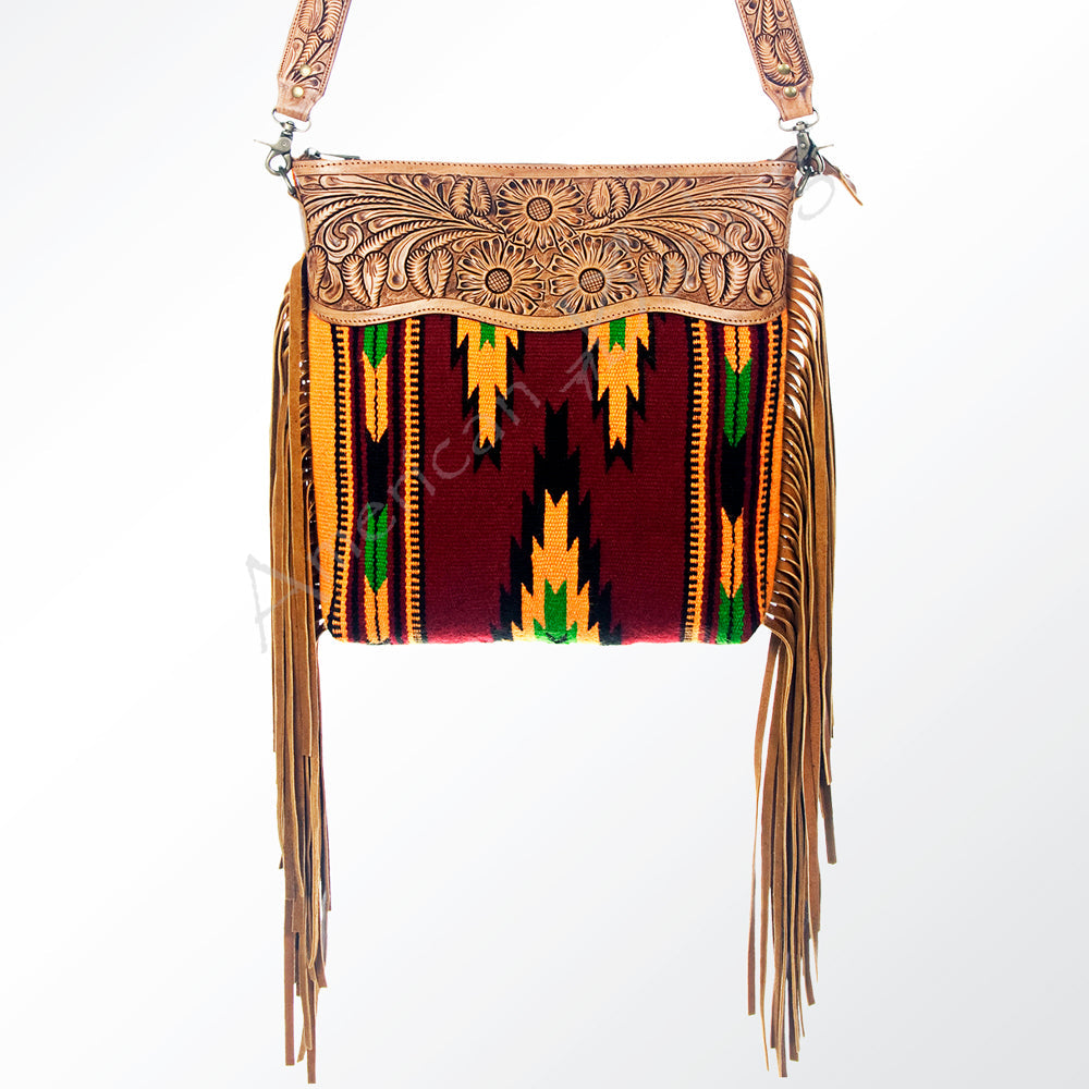 American Darling Hand-Tooled Saddle Blanket Leather Crossbody Bag