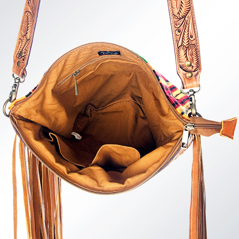 American Darling Hand-Tooled Saddle Blanket Leather Crossbody Bag