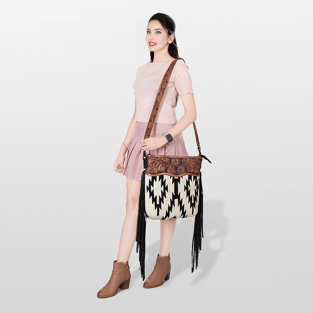 American Darling Signature Crossbody Hand Tooled Saddle Blanket Genuine Leather