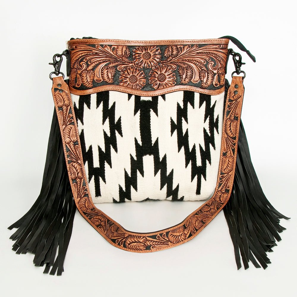 American Darling Crossbody Hand Tooled Hair-On Genuine Leather