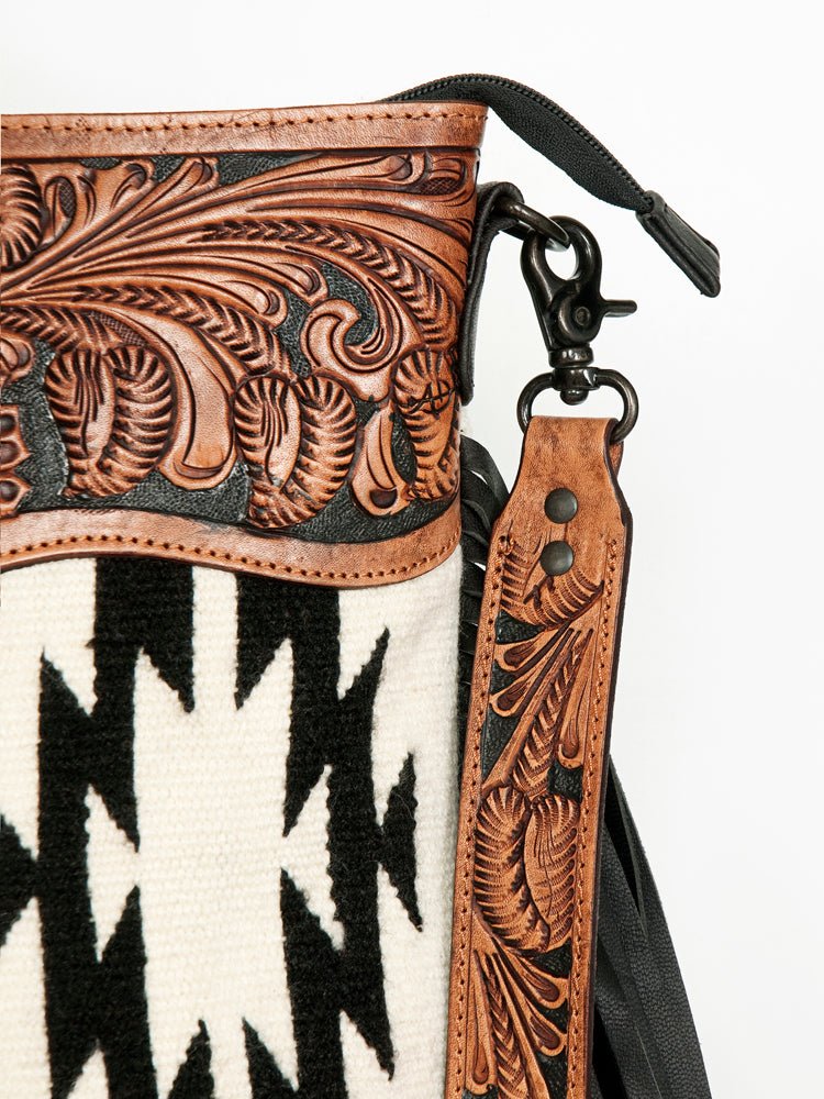 American Darling Crossbody Hand Tooled Hair-On Genuine Leather