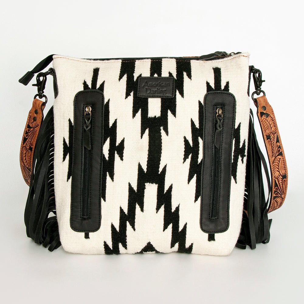 American Darling Crossbody Hand Tooled Hair-On Genuine Leather