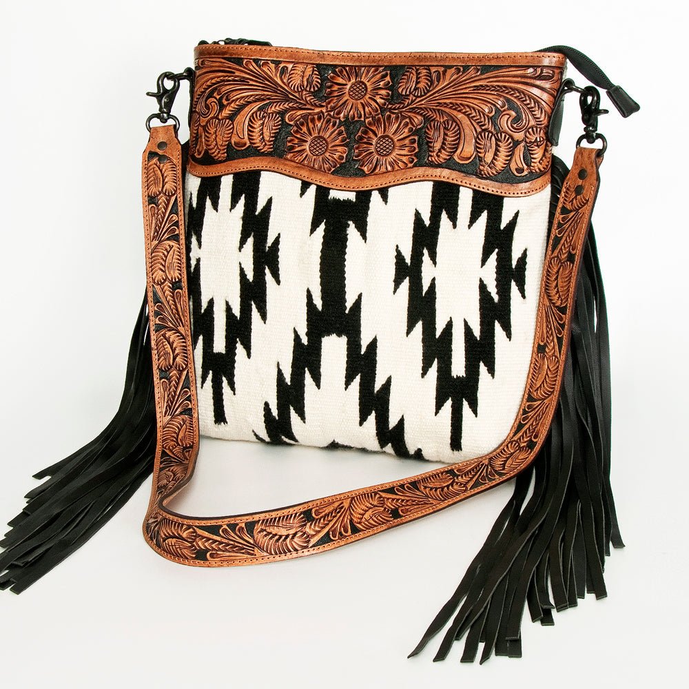 American Darling Crossbody Hand Tooled Hair-On Genuine Leather