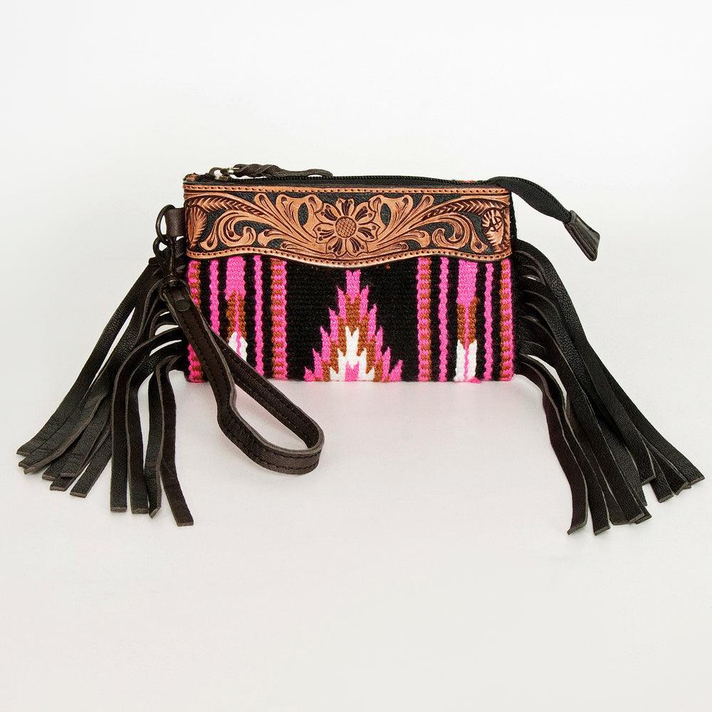 American Darling Hand-Tooled Saddle Blanket Leather Clutch