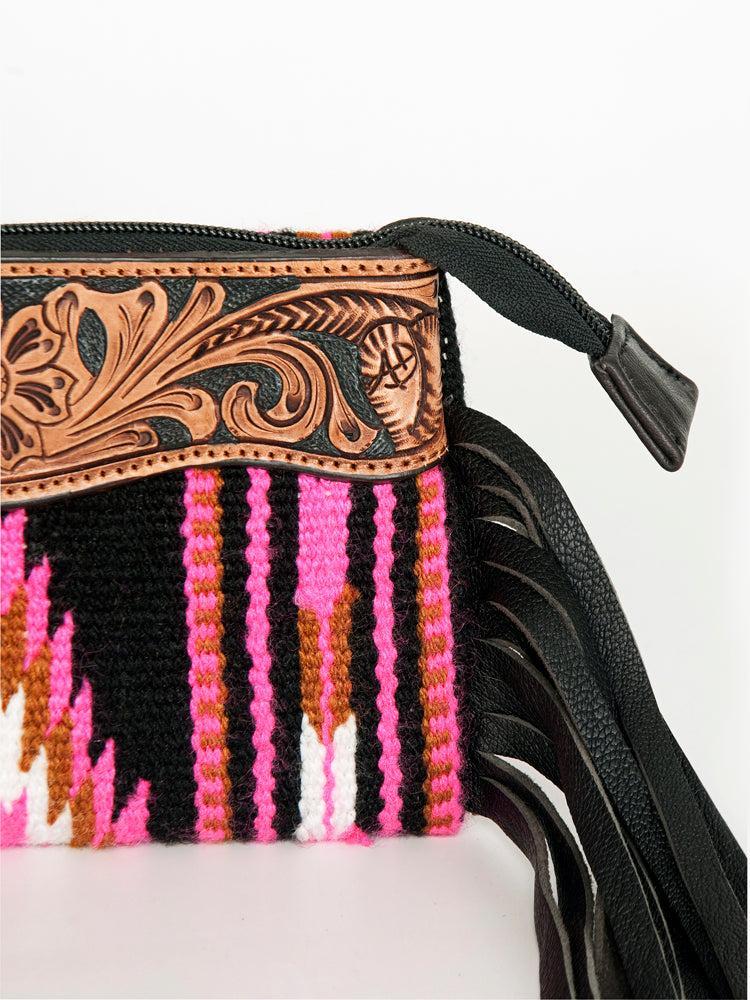 American Darling Hand-Tooled Saddle Blanket Leather Clutch