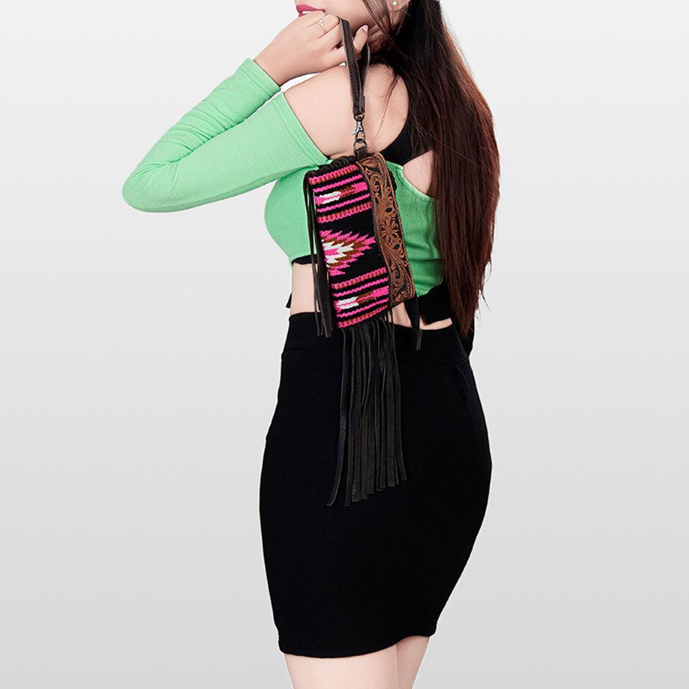 American Darling Hand-Tooled Saddle Blanket Leather Clutch