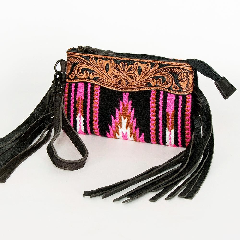 American Darling Hand-Tooled Saddle Blanket Leather Clutch