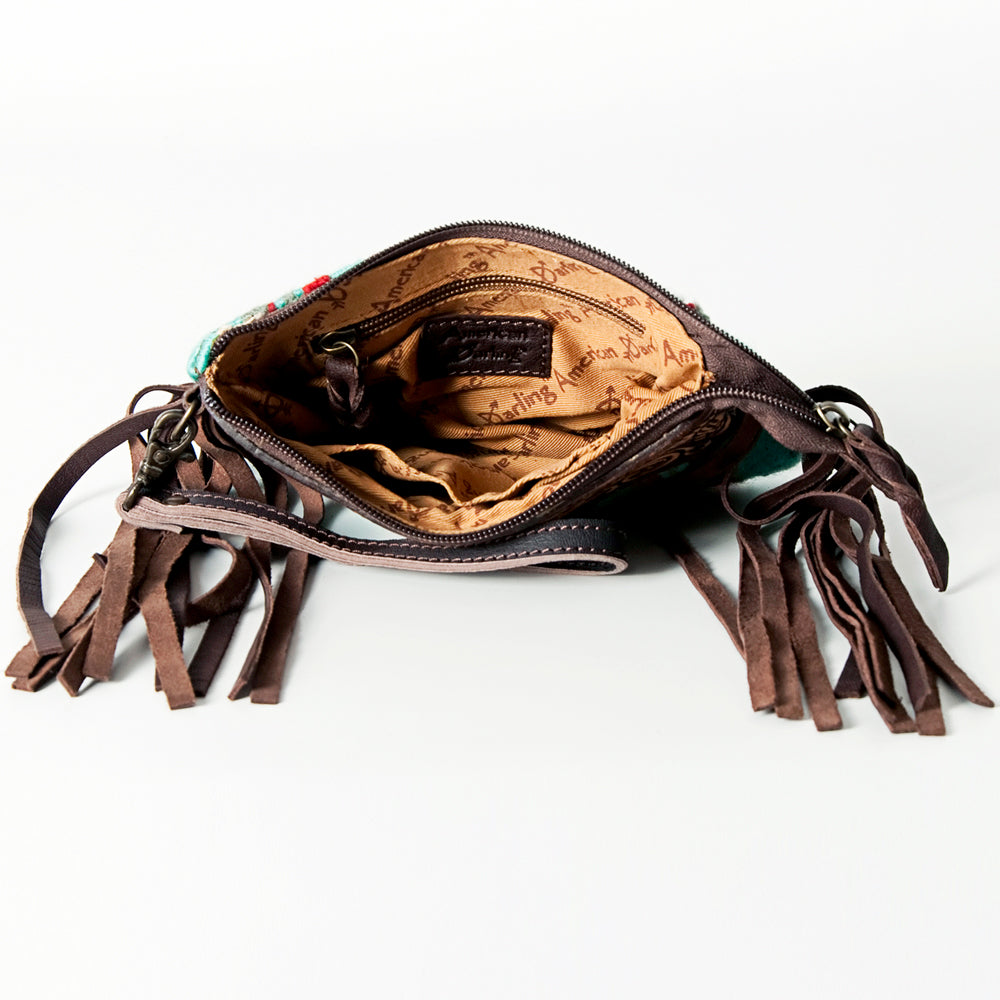 American Darling Hand-Tooled Saddle Blanket Genuine Leather Wristlet