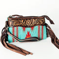 American Darling Hand-Tooled Saddle Blanket Genuine Leather Wristlet