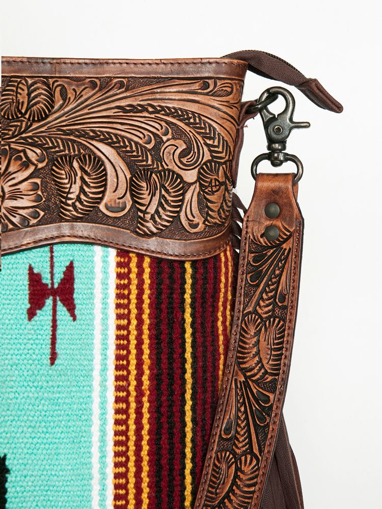 American Darling Signature Crossbody Hand Tooled Saddle Blanket Genuine Leather