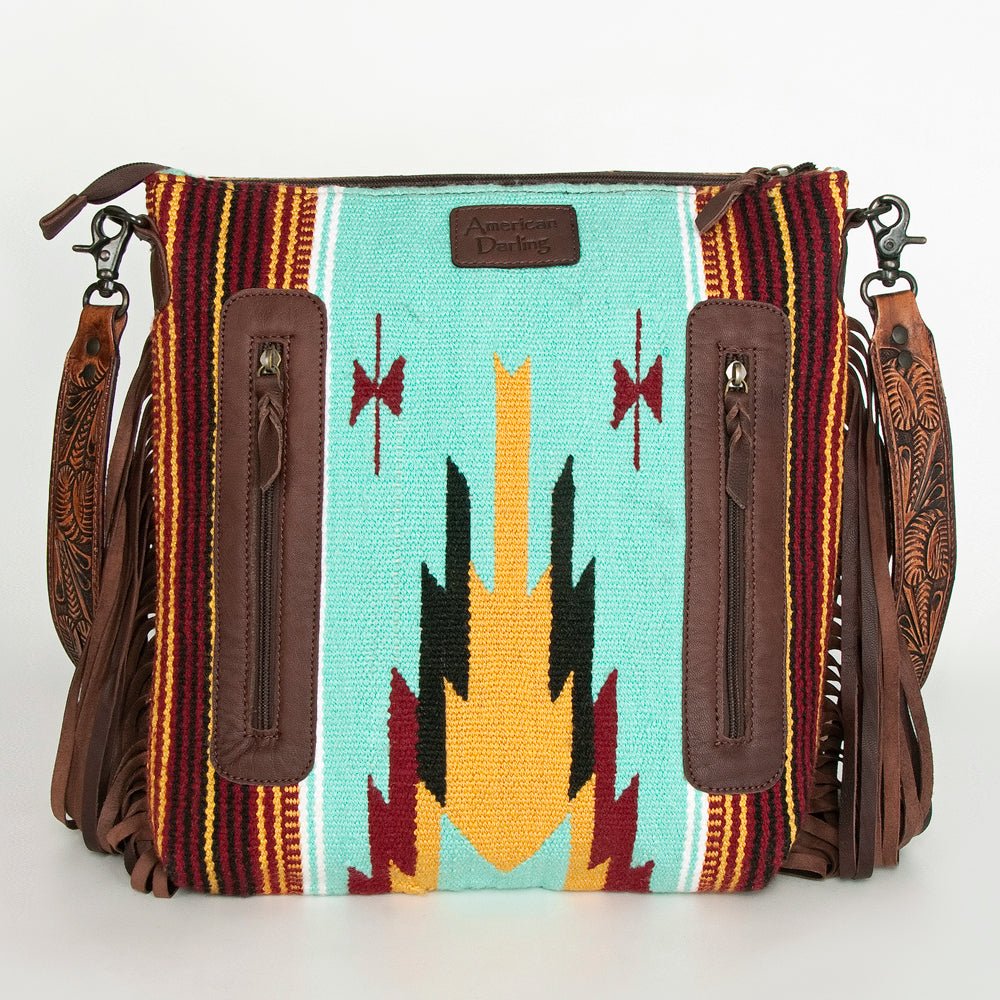 American Darling Signature Crossbody Hand Tooled Saddle Blanket Genuine Leather