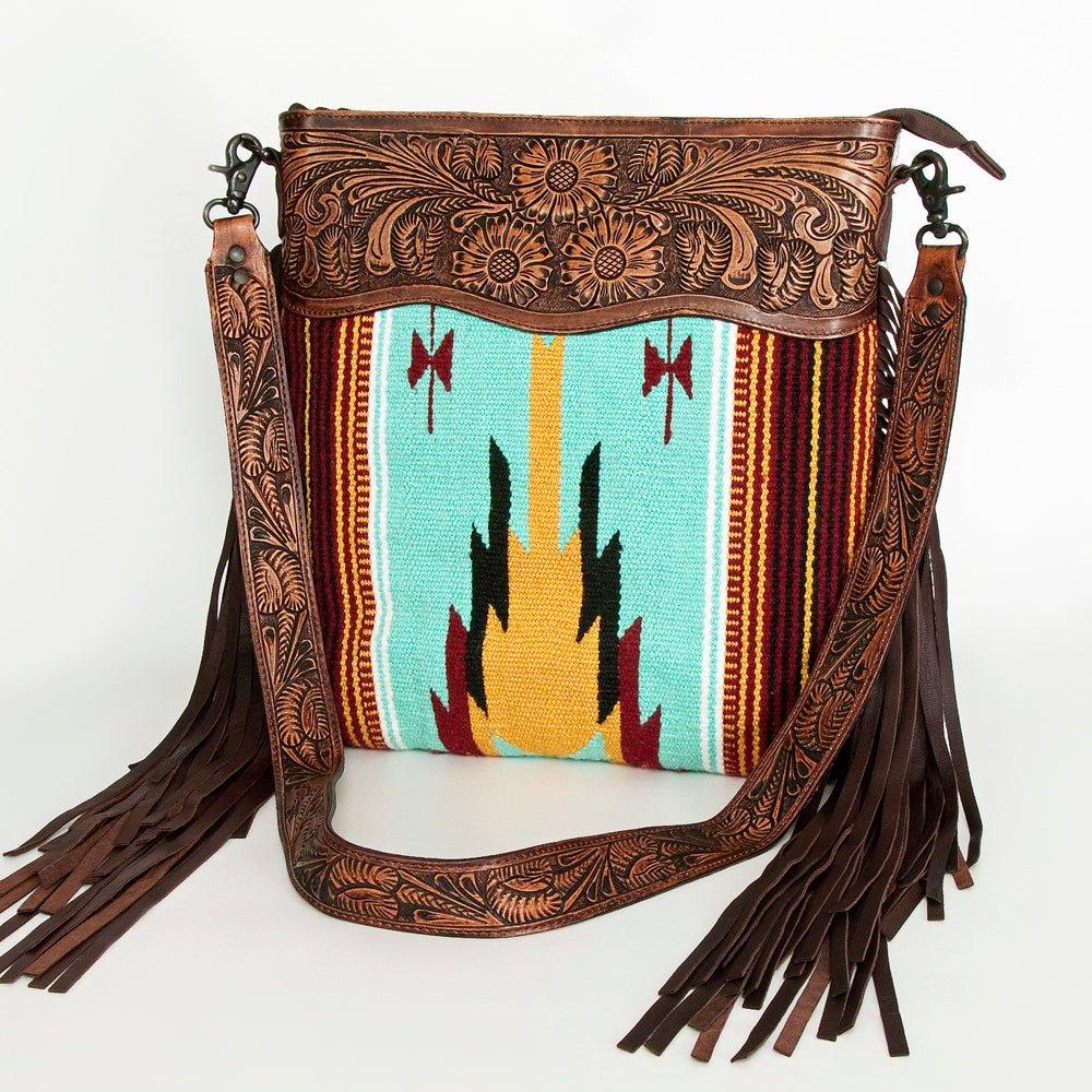 American Darling Signature Crossbody Hand Tooled Saddle Blanket Genuine Leather