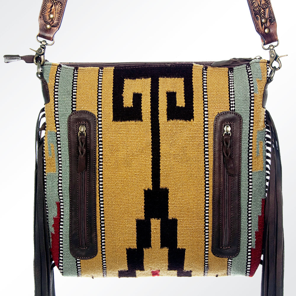 American Darling Hand-Tooled Saddle Blanket Leather Crossbody Bag