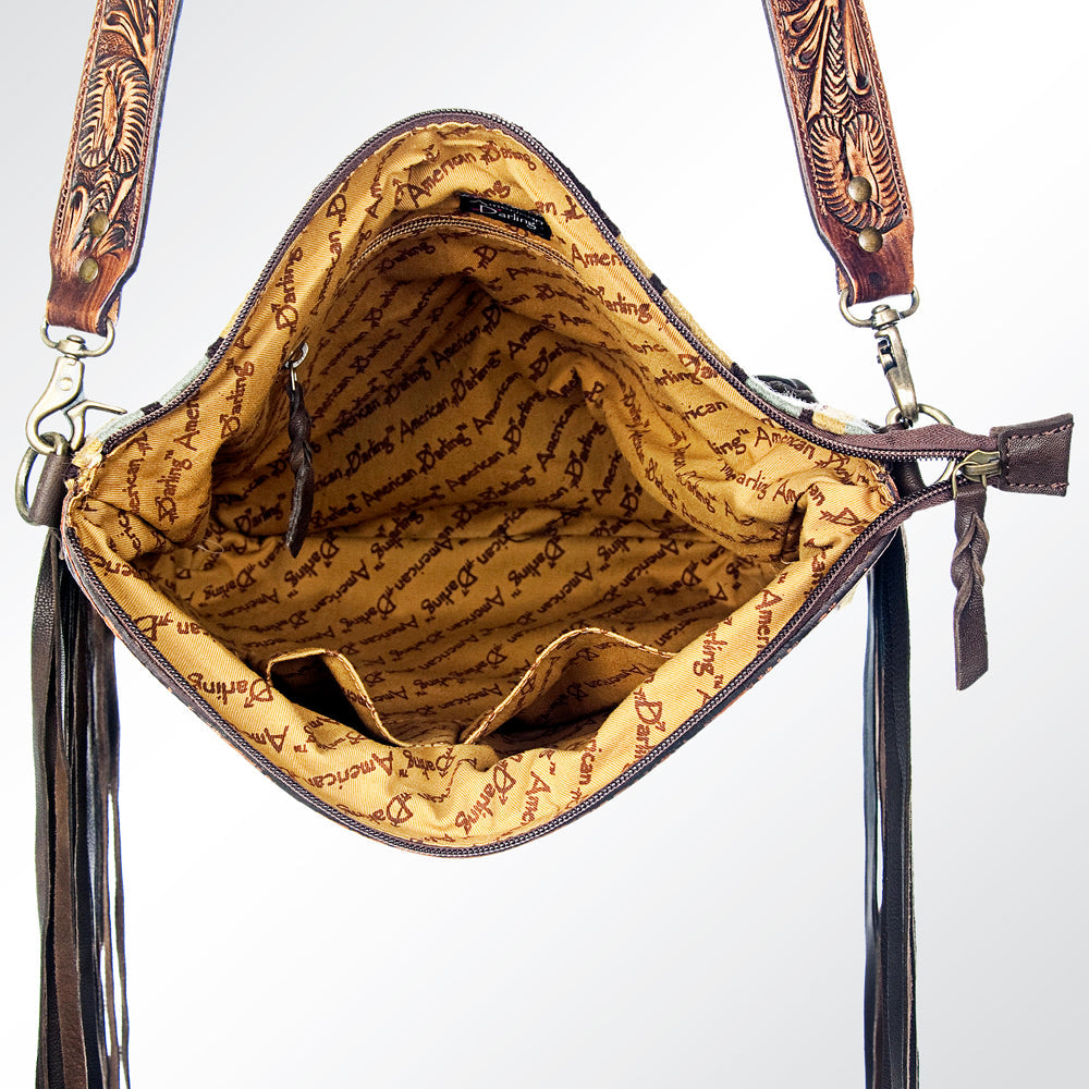 American Darling Hand-Tooled Saddle Blanket Leather Crossbody Bag