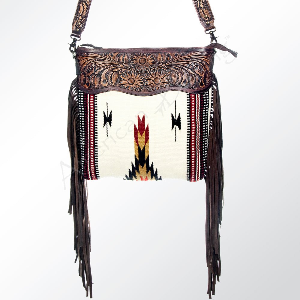 American Darling Signature Crossbody Hand Tooled Saddle Blanket Genuine Leather