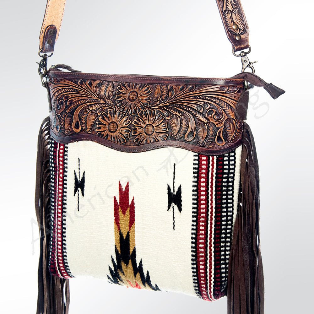 American Darling Signature Crossbody Hand Tooled Saddle Blanket Genuine Leather