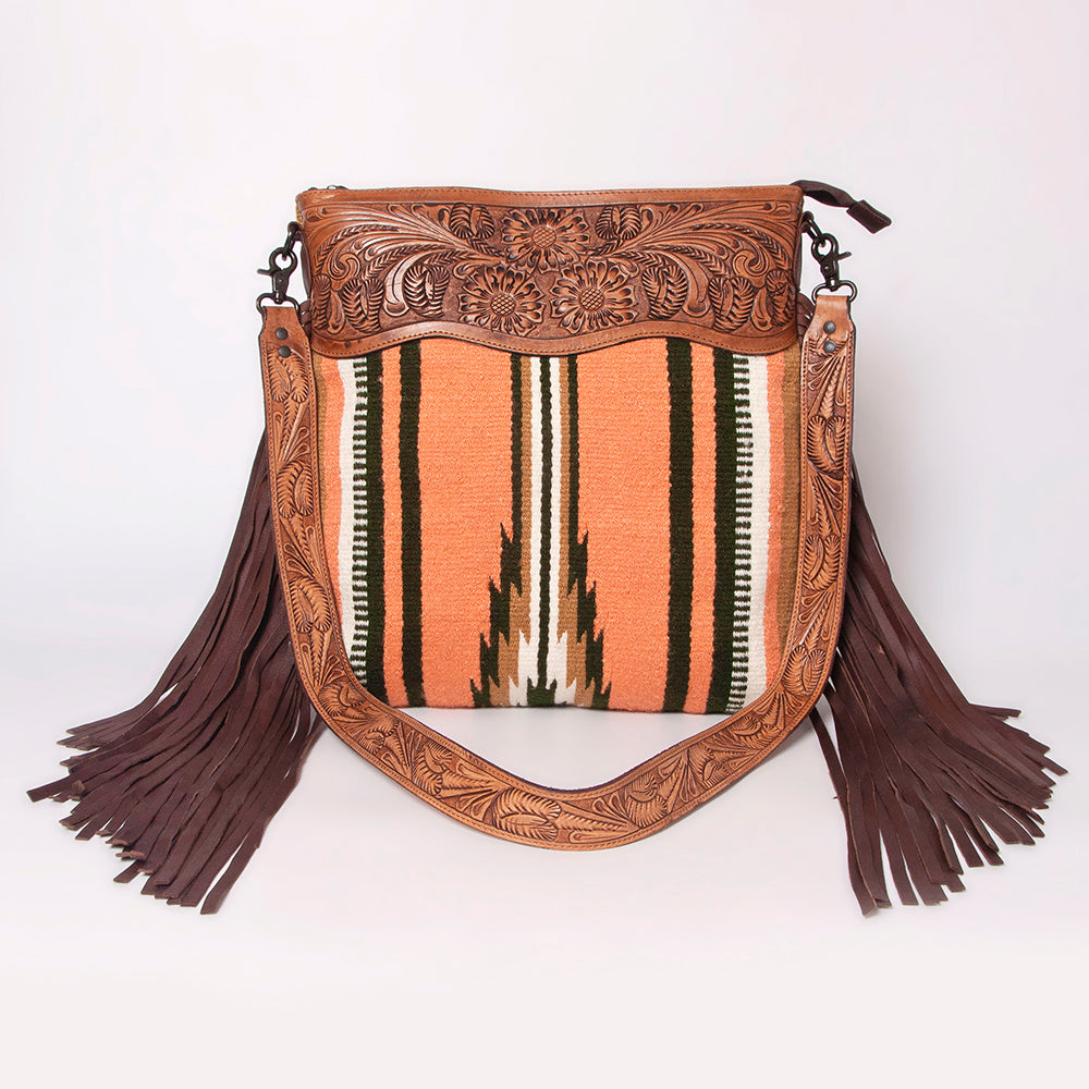 American Darling Hand-Tooled Saddle Blanket Leather Crossbody Bag