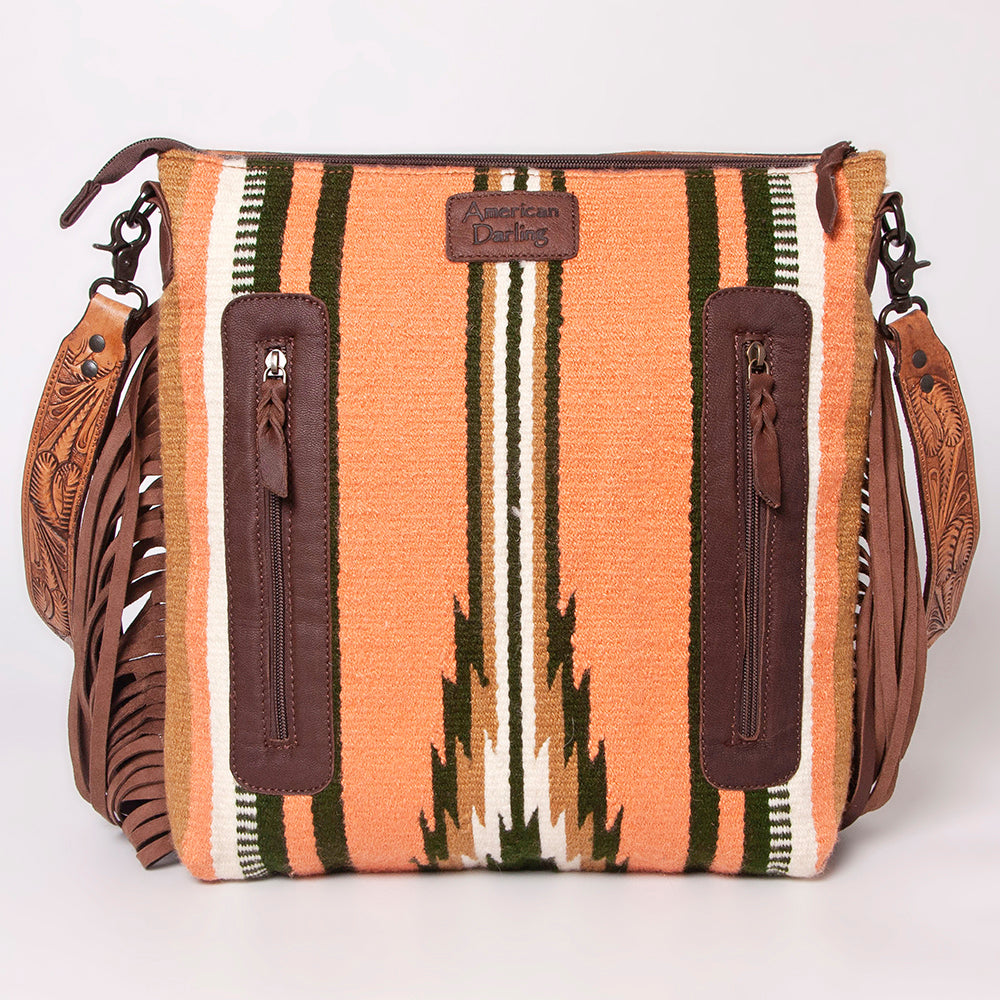 American Darling Hand-Tooled Saddle Blanket Leather Crossbody Bag