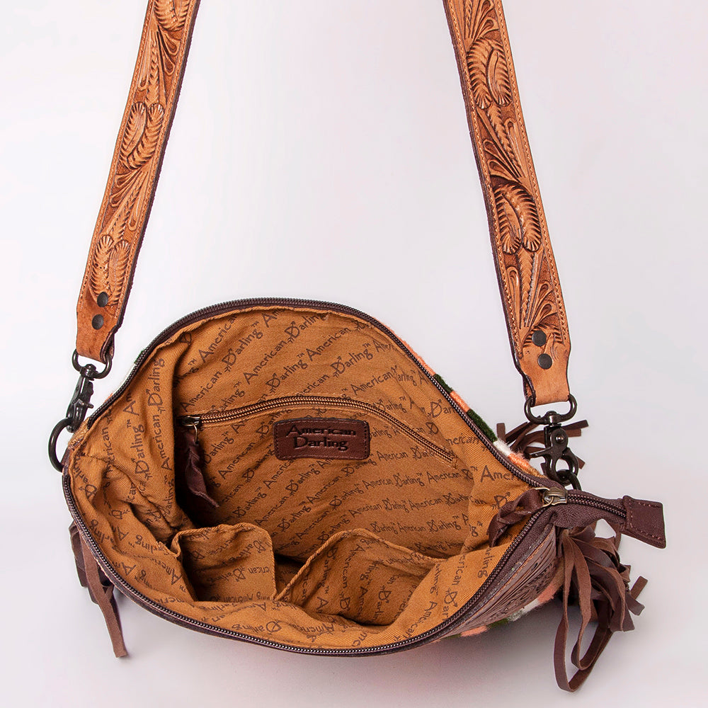 American Darling Hand-Tooled Saddle Blanket Leather Crossbody Bag