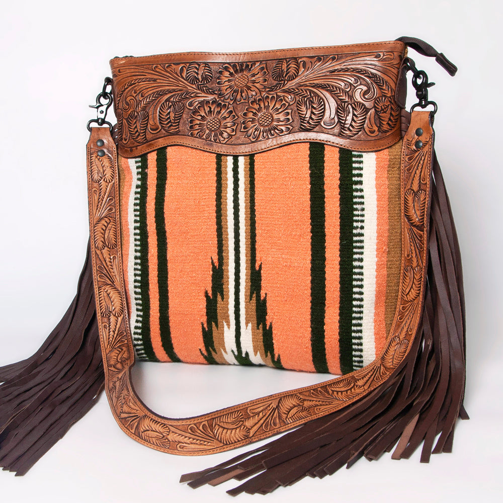 American Darling Hand-Tooled Saddle Blanket Leather Crossbody Bag