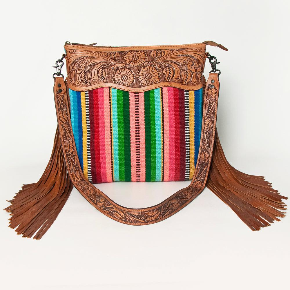 American Darling Hand-Tooled Saddle Blanket Leather Tote