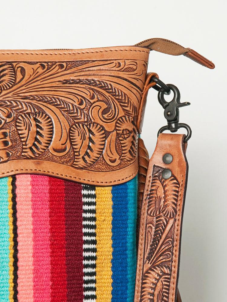 American Darling Hand-Tooled Saddle Blanket Leather Tote