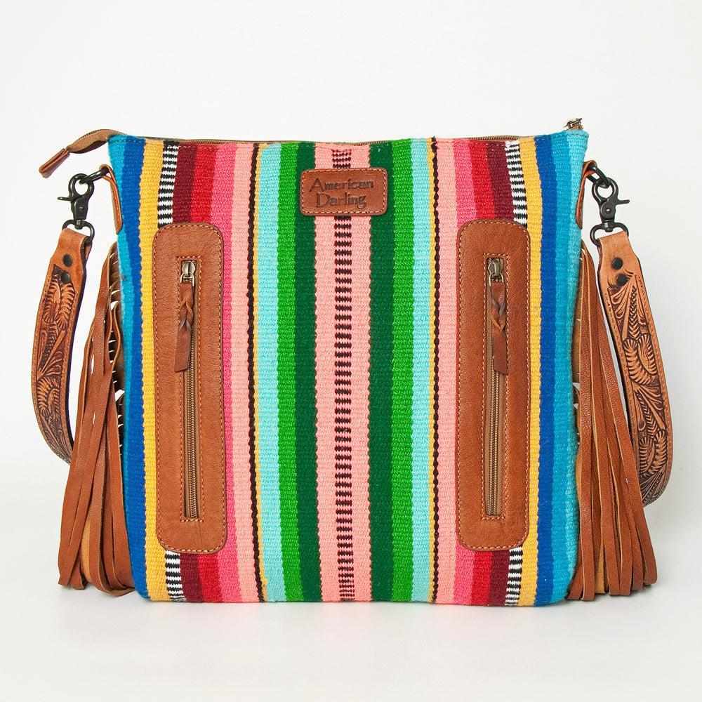 American Darling Hand-Tooled Saddle Blanket Leather Tote