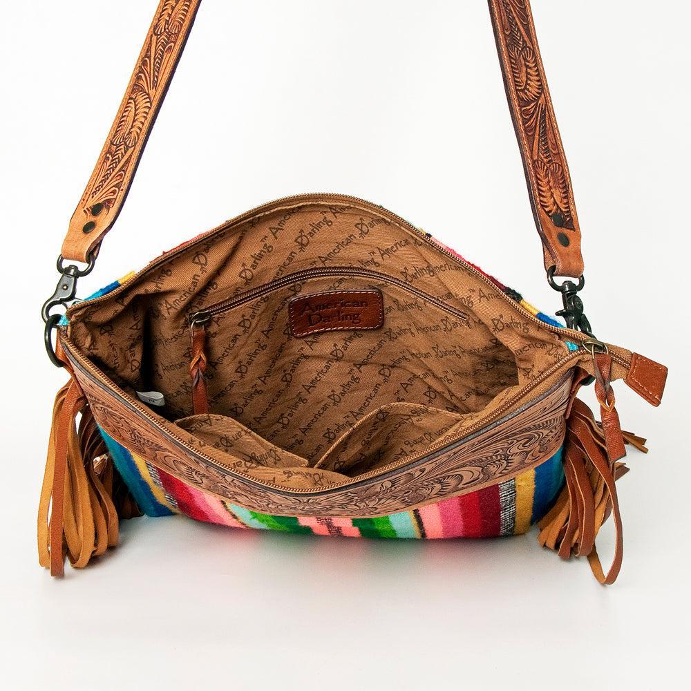 American Darling Hand-Tooled Saddle Blanket Leather Tote