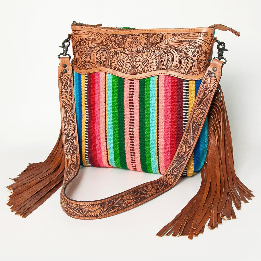American Darling Hand-Tooled Saddle Blanket Leather Tote