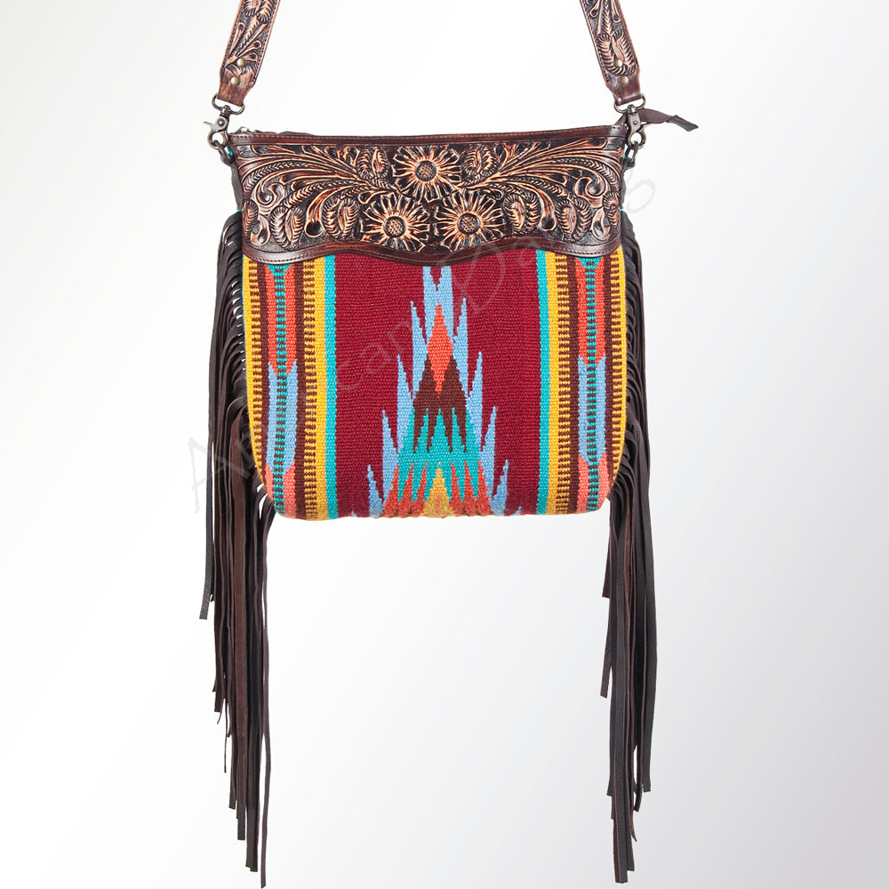 American Darling Hand-Tooled Saddle Blanket Leather Crossbody Bag