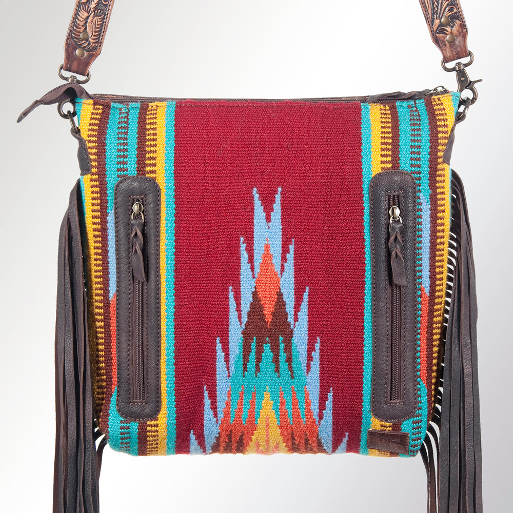 American Darling Hand-Tooled Saddle Blanket Leather Crossbody Bag