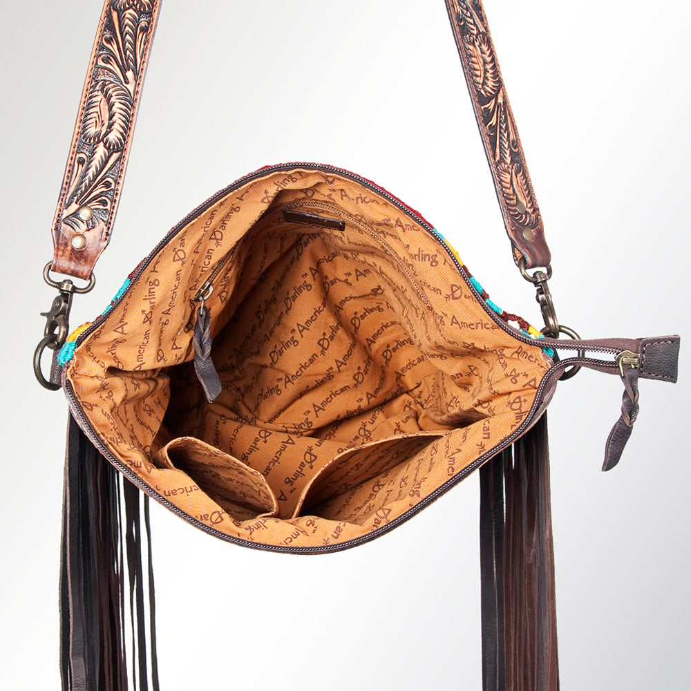 American Darling Hand-Tooled Saddle Blanket Leather Crossbody Bag