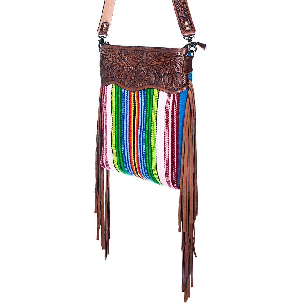 American Darling Hand-Tooled Saddle Blanket Leather Crossbody Bag