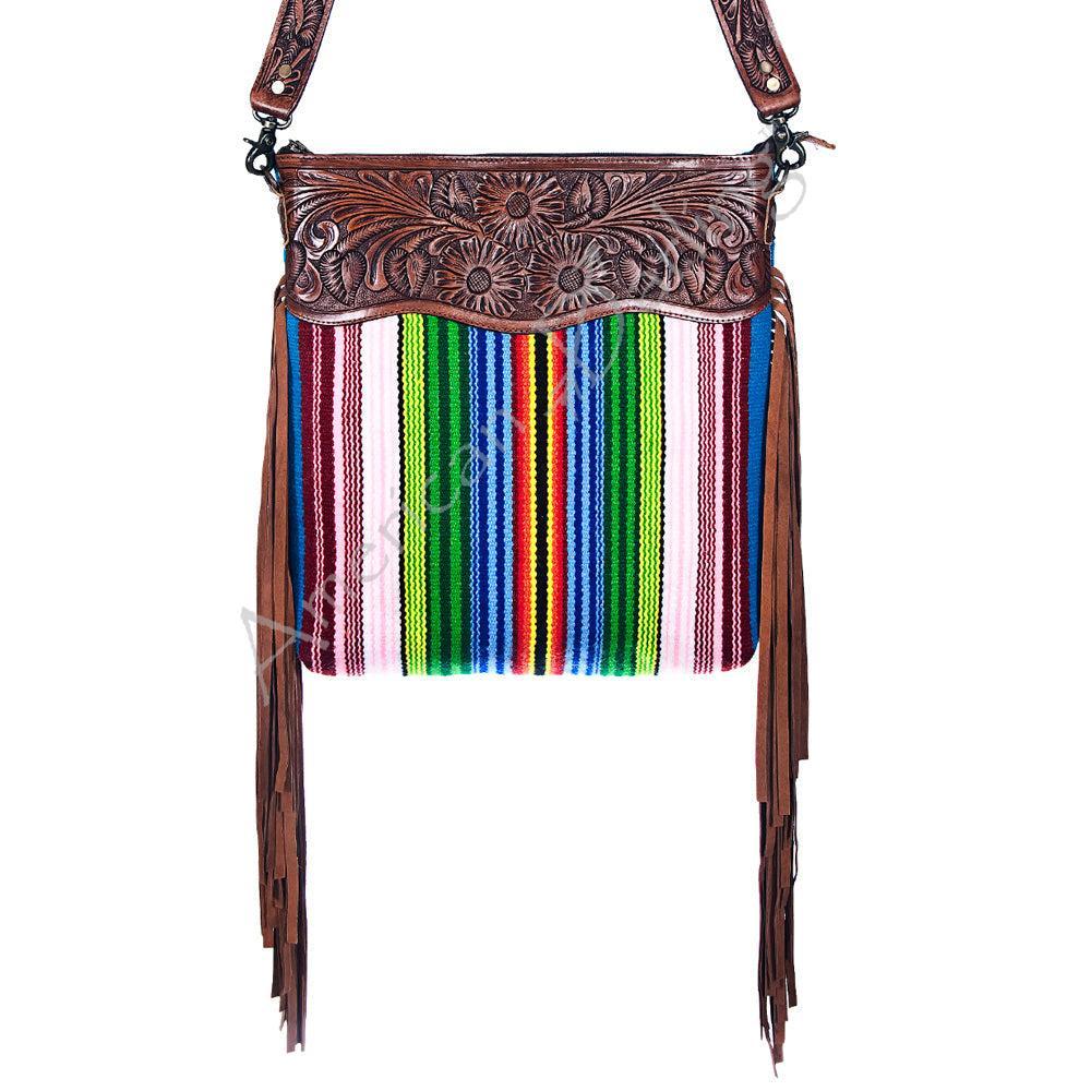 American Darling Hand-Tooled Saddle Blanket Leather Crossbody Bag