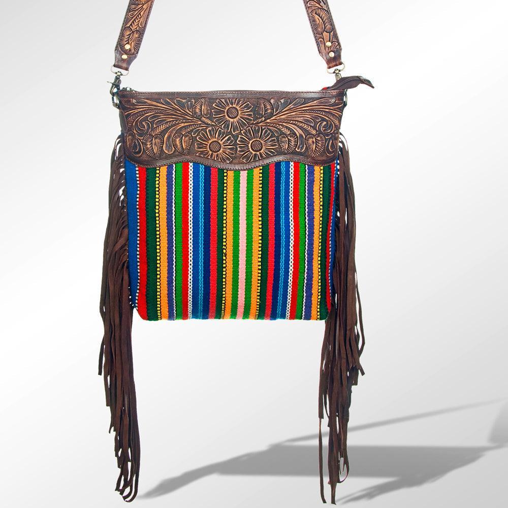 American Darling Hand-Tooled Saddle Blanket Leather Crossbody Bag
