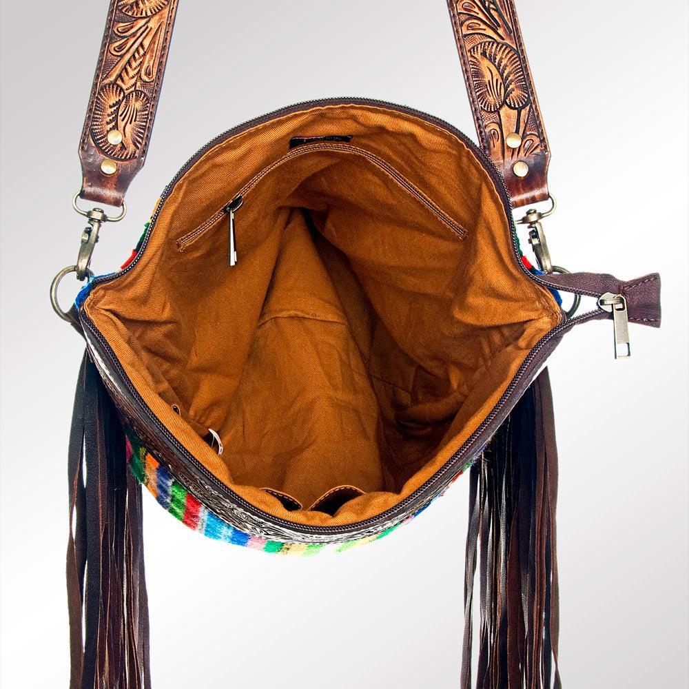 American Darling Hand-Tooled Saddle Blanket Leather Crossbody Bag