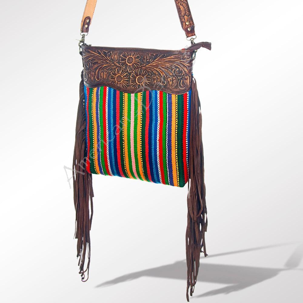 American Darling Hand-Tooled Saddle Blanket Leather Crossbody Bag