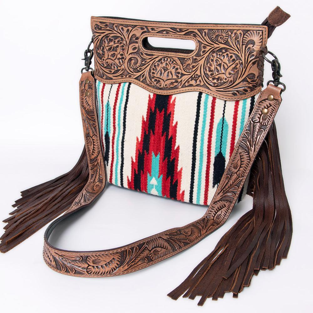 American Darling Hand-Tooled Saddle Blanket Leather Clutch