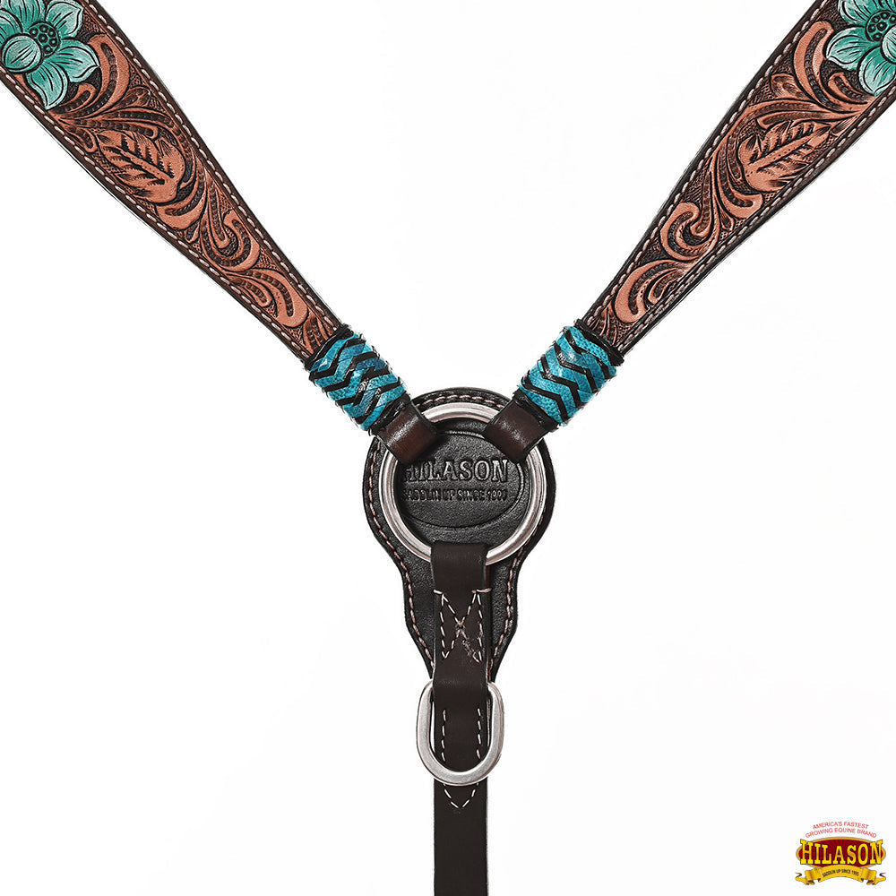 HILASON Western Horse Headstall Breast Collar Set American Leather Dark Brown | Tack for Horses