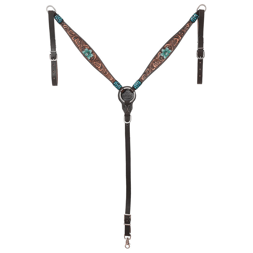 HILASON Western Horse Headstall Breast Collar Set American Leather Dark Brown | Tack for Horses